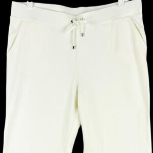 Croft & Barrow Women Straight Leg Pull-on Elastic/Drawstring Cream Pants Size L